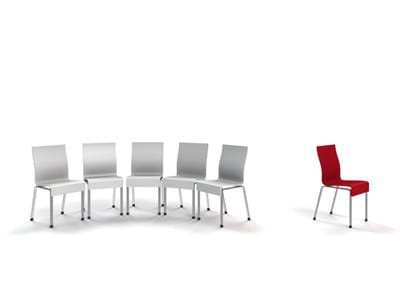image row of white chairs isolated red