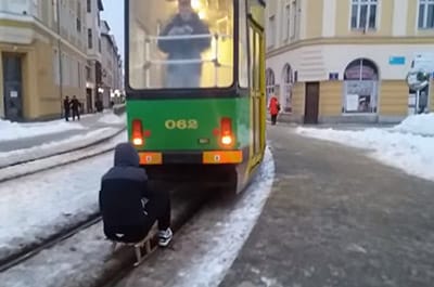 Man attaches sled to tram for a free ride, posted video starts police hunt