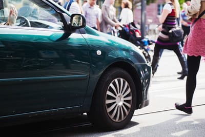image car at pedestrian crossing