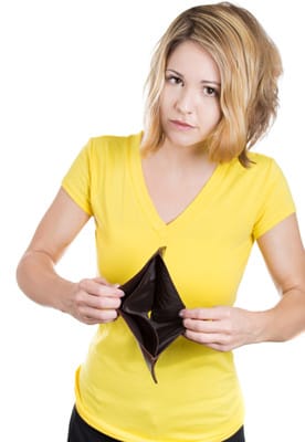 image Polish girl holding empty wallet