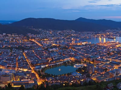 image Bergen night cityscape