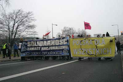 "Solidarity, not nationalism" anti-xenophobe march in Warsaw